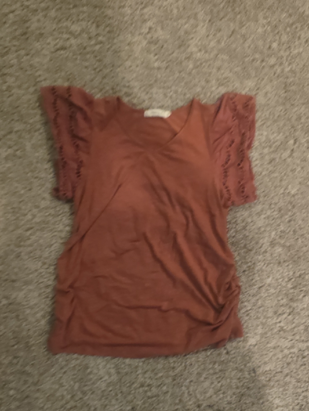 Liberty Love Rust Lace Flutter Sleeve Tee